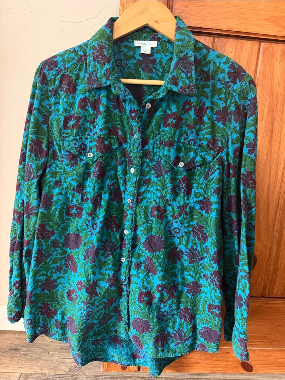 Sundance Floral Eyelet Embroidered Button-Down Shirt